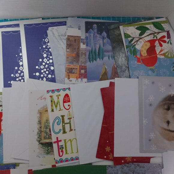 Christmas Cards Lot Of 50 Vtg. Unused W/ Envelopes NOS Assorted Small + Normal - Picture 3 of 6